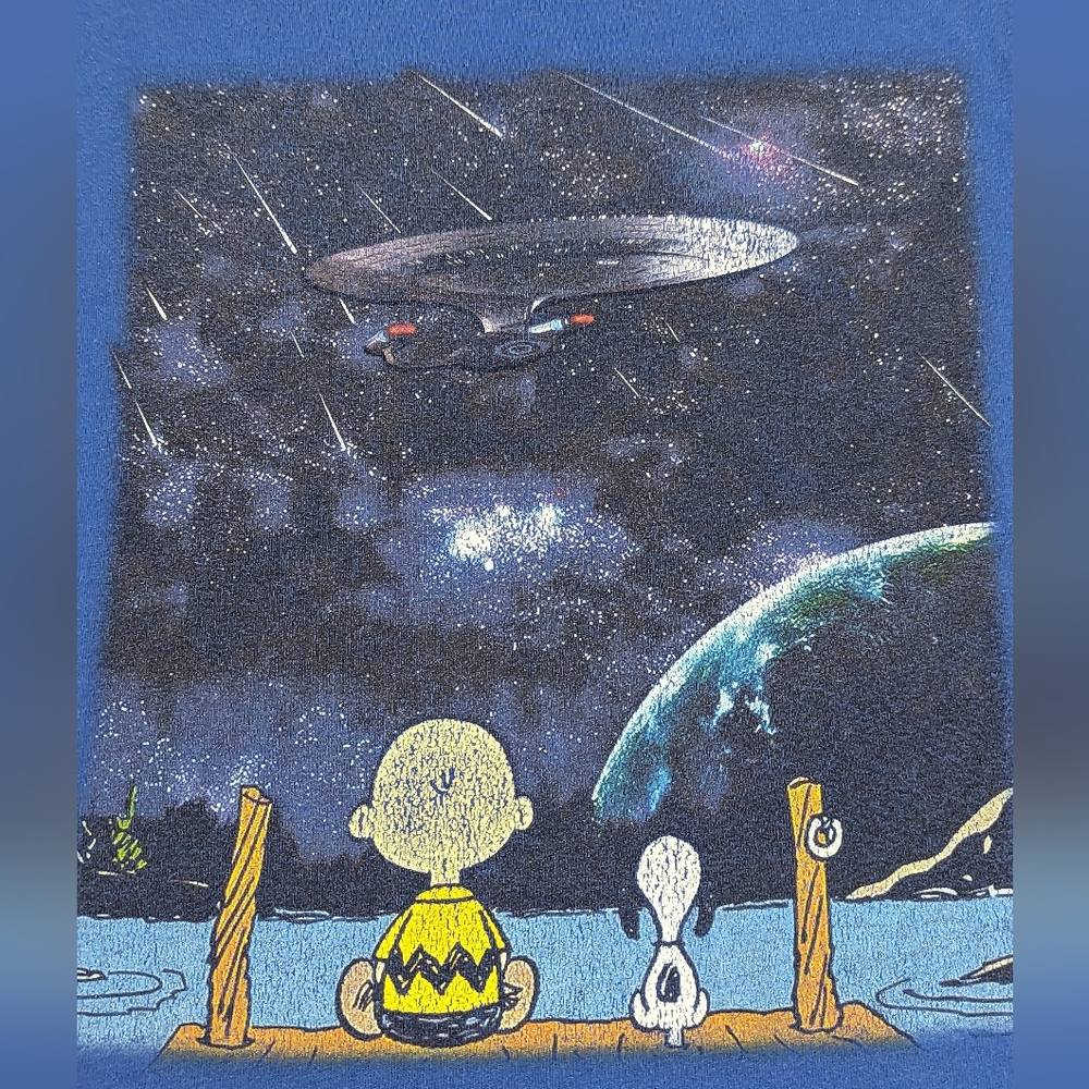 Snoopy and Charlie Brown watching the Alien Invasion Large